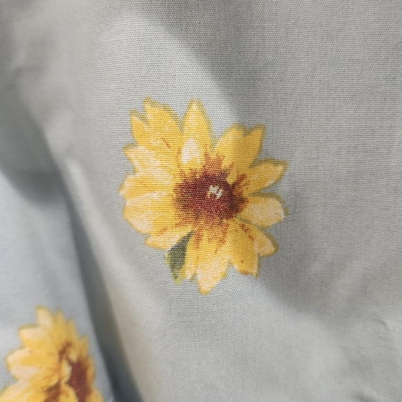 JASON WU BLUE & YELLOW SUNFLOWER SHIRT DRESS W/ COLLAR & TIE SZ MEDIUM PETITE - Picture 4 of 8
